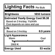 Bulbrite Halogen A19 53W Dimmable 2900K Soft White Light Bulb, 12 Pack (115152)