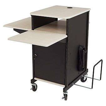 Oklahoma Sound PRC Series 3-Shelf Metal Mobile Presentation Cart with Lockable Wheels, Black (PRC450)