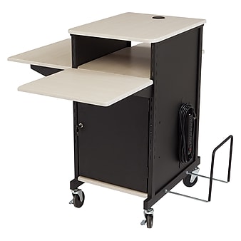Oklahoma Sound PRC Series 3-Shelf Metal Mobile Presentation Cart with Lockable Wheels, Black (PRC450)