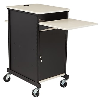 Oklahoma Sound PRC Series 3-Shelf Metal Mobile Presentation Cart with Lockable Wheels, Black (PRC400)