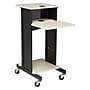 Oklahoma Sound PRC Series 4-Shelf Metal Mobile Presentation Cart with Lockable Wheels, Black/Ivory Wood (PRC200)~#|#~sp121246407_sc7