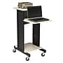 Oklahoma Sound PRC Series 4-Shelf Metal Mobile Presentation Cart with Lockable Wheels, Black/Ivory Wood (PRC200)~#|#~sp121246419_sc7