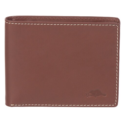 ROOTS Leather RFID Blocking Bifold Wallet, Brown (RT34152RNBRN) Staples