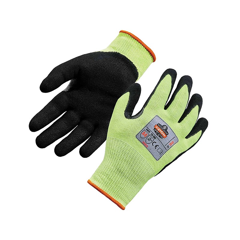 Ergodyne ProFlex 7041 Hi-Vis Nitrile-Coated Cut-Resistant Gloves, ANSI A4, Wet Grip, Lime, XL, 12 Pairs (17815) image 1