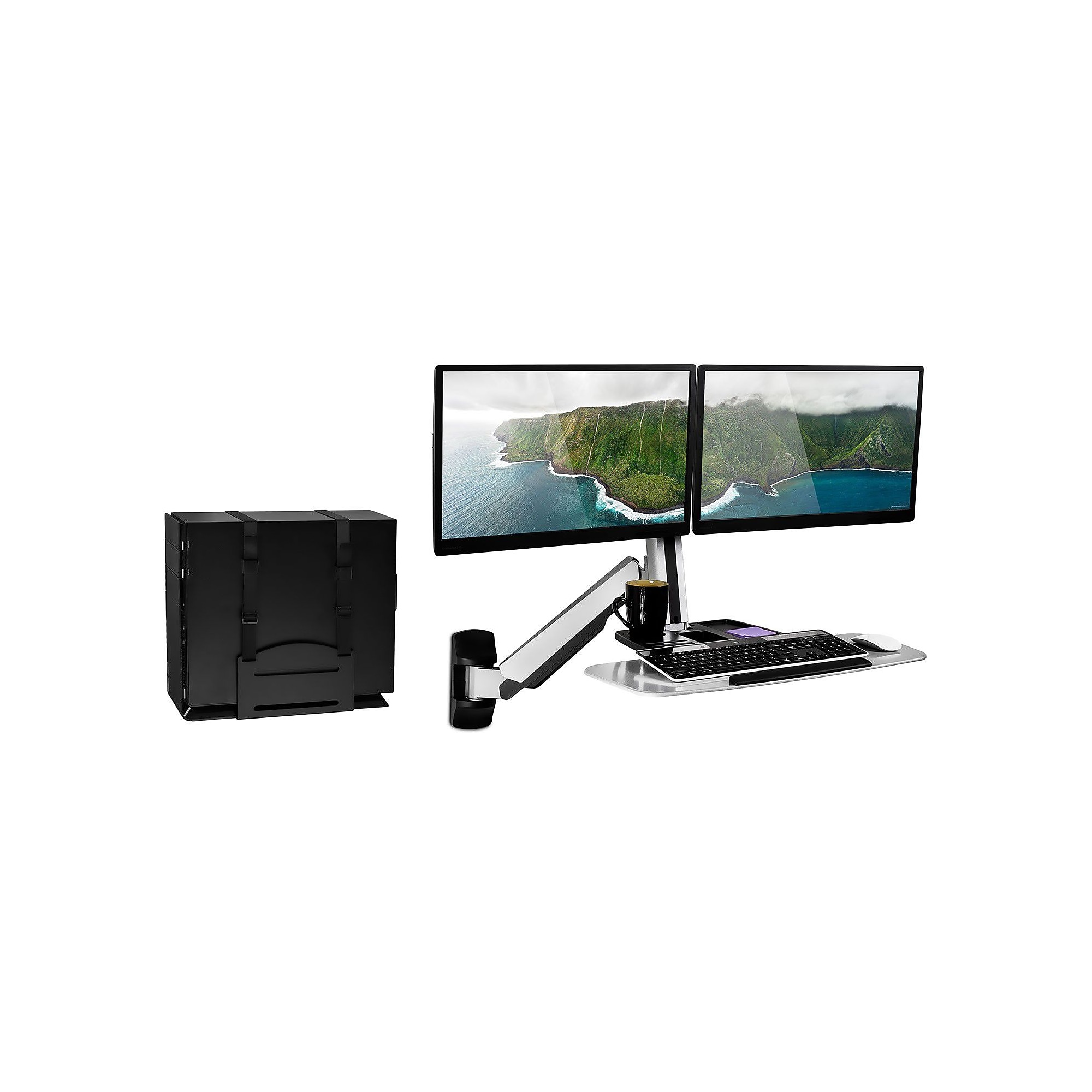 Mount-It! Sit Stand Wall Mount Workstation, Articulating Standing Desk for Dual Monitors, Floating Keyboard Tray (MI-7906) Sansujyuku sansujyuku.com