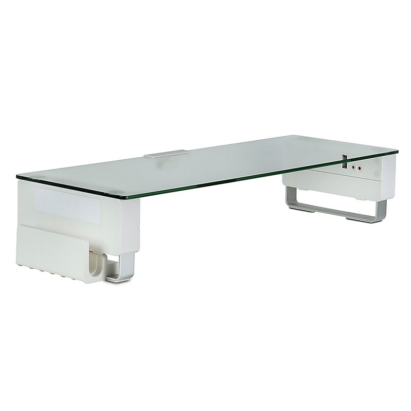 Mount-It! Tempered Glass Height Adjustable Monitor Riser With 3 USB Ports, Up to 32",  (MI-7265) image 1