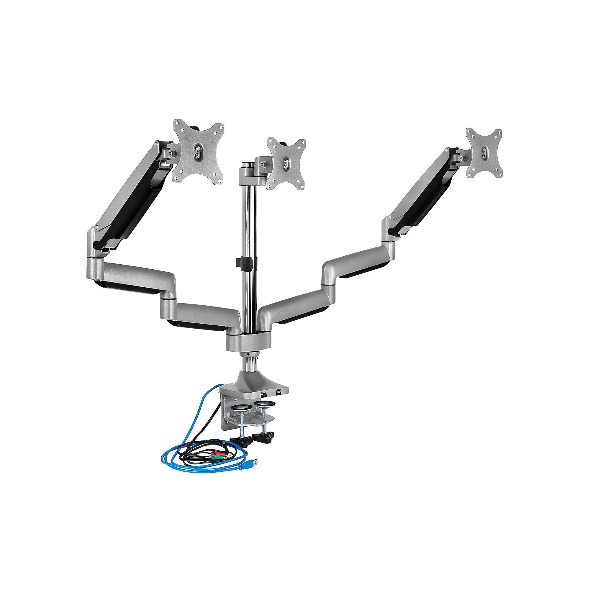 Mount-It! Adjustable Triple Monitor Desk Mount, Up to 32″ Monitor, Gray/Silver (MI-2753) Sansujyuku sansujyuku.com
