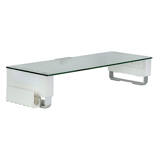 MountIt! Glass Computer Monitor Stand with Brushed Aluminum Legs, 66