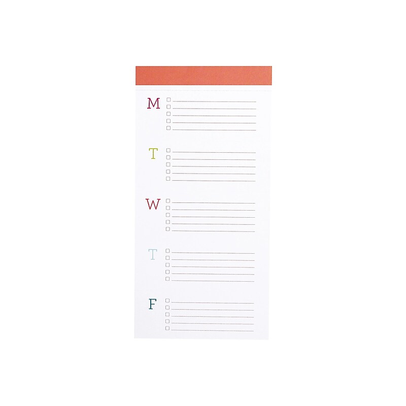 Lake + Loft the Big ta-do Notepad, 7" x 14", Ruled, White/Papaya, 52 Sheets/Pad (BTD-001) image 1