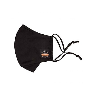 Ergodyne Skullerz Reusable Cloth Contoured Face Cover Mask, Extra Large, Black, 3/Pack (48802)
