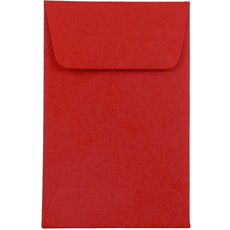 JAM Paper #1 Coin Business Colored Envelopes, 2.25 x 3.5, Red Recycled, 50/Pack (356730632I) image 1