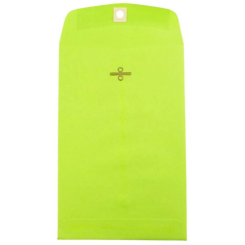 JAM Paper® 6 x 9 Open End Catalog Colored Envelopes with Clasp Closure, Ultra Lime Green, 25/Pack (V0128133F) image 1