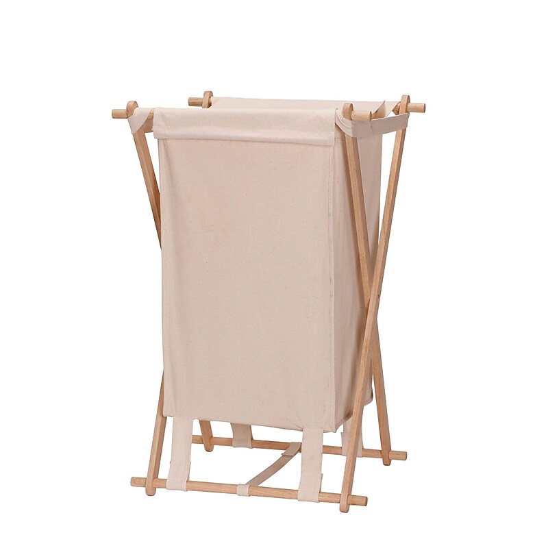 Household Essentials Collapsible X-Frame Wood Laundry Hamper (6785-1) image 1