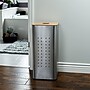 Household Essentials Square Metal Laundry Hamper With Wood Lid, Stainless Steel (7080-1)~#|#~sp12159961_sc7
