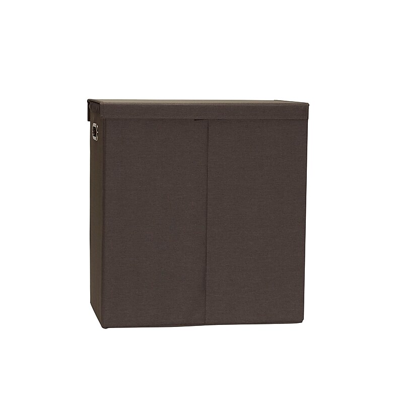 Household Essentials Collapsible 2-Section Laundry Sorter with Lid, Brown (5638) image 1
