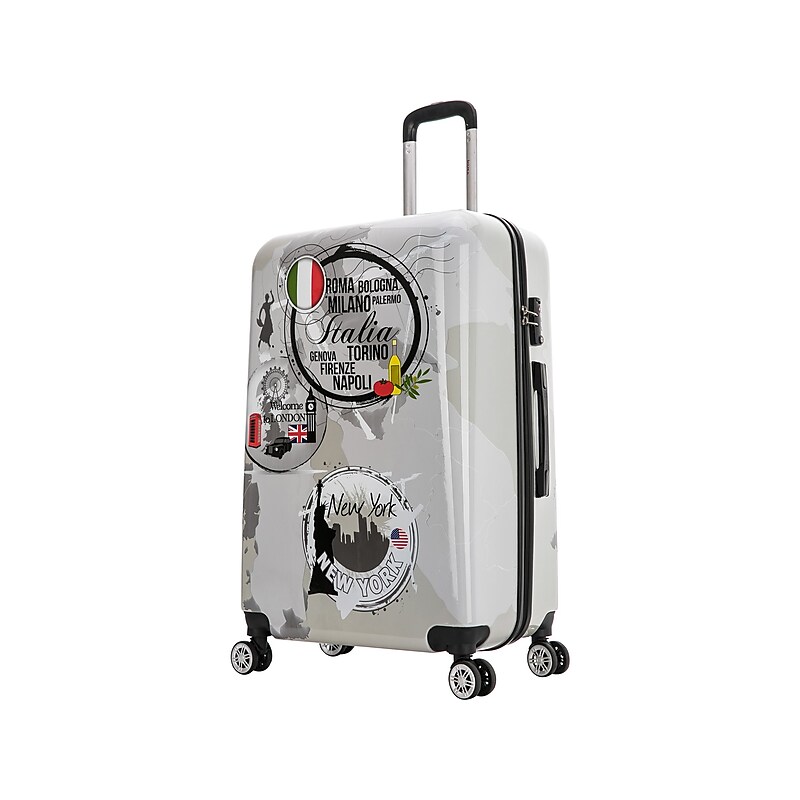 InUSA Prints 28" Hardside Country Stickers Carry-On Suitcase, 4-Wheeled Spinner, TSA Checkpoint Friendly, World (IUAPC00L-WOR) image 1