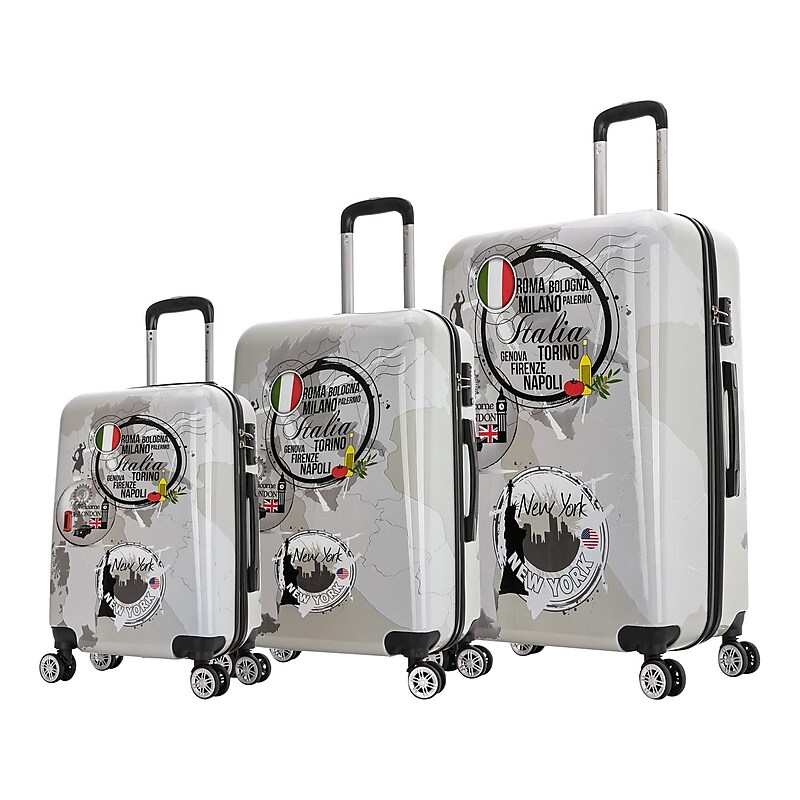 InUSA Prints Hardside Country Stickers Carry-On Suitcase, 4-Wheeled Spinner, TSA Checkpoint Friendly, World (IUAPCSML-WOR) image 1