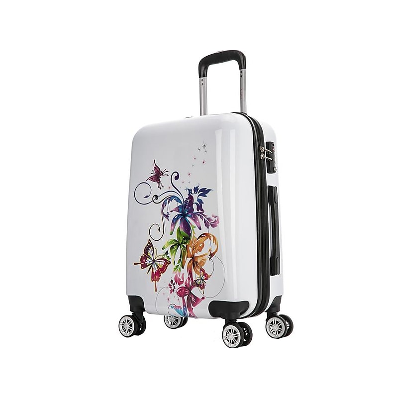 InUSA Fusion 20" Hardside Butterfly Carry-On Suitcase, 4-Wheeled Spinner, TSA Checkpoint Friendly, White (IUAPC00S-FUS) image 1