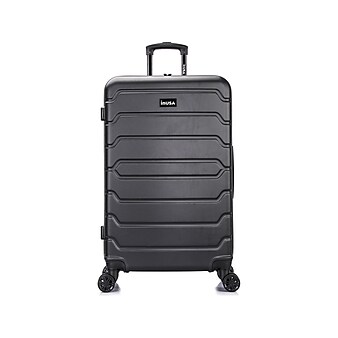 InUSA Trend Plastic 4-Wheel Spinner Luggage, Black (IUTRE00L-BLK)