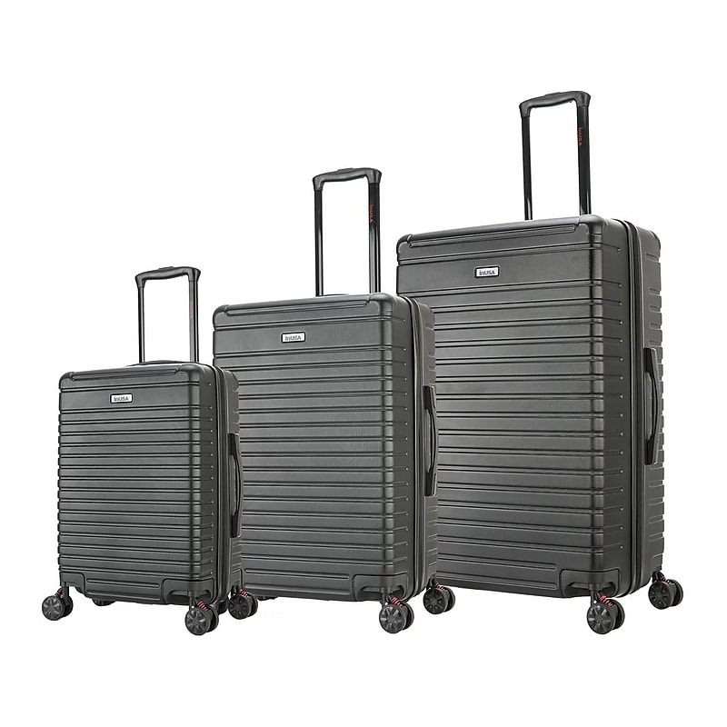 InUSA Deep 3-Piece Hardside Spinner Luggage Set, Black (IUDEESML-BLK) image 1