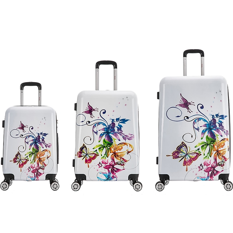 InUSA 3-Piece Hardside Butterfly Spinner Luggage Set, TSA Checkpoint Friendly, Fusion (IUAPCSML-FUS) image 1