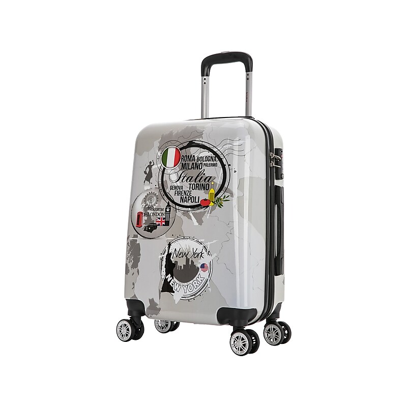 InUSA Prints 20" Hardside Country Stickers Carry-On Suitcase, 4-Wheeled Spinner, TSA Checkpoint Friendly, World (IUAPC00S-WOR) image 1