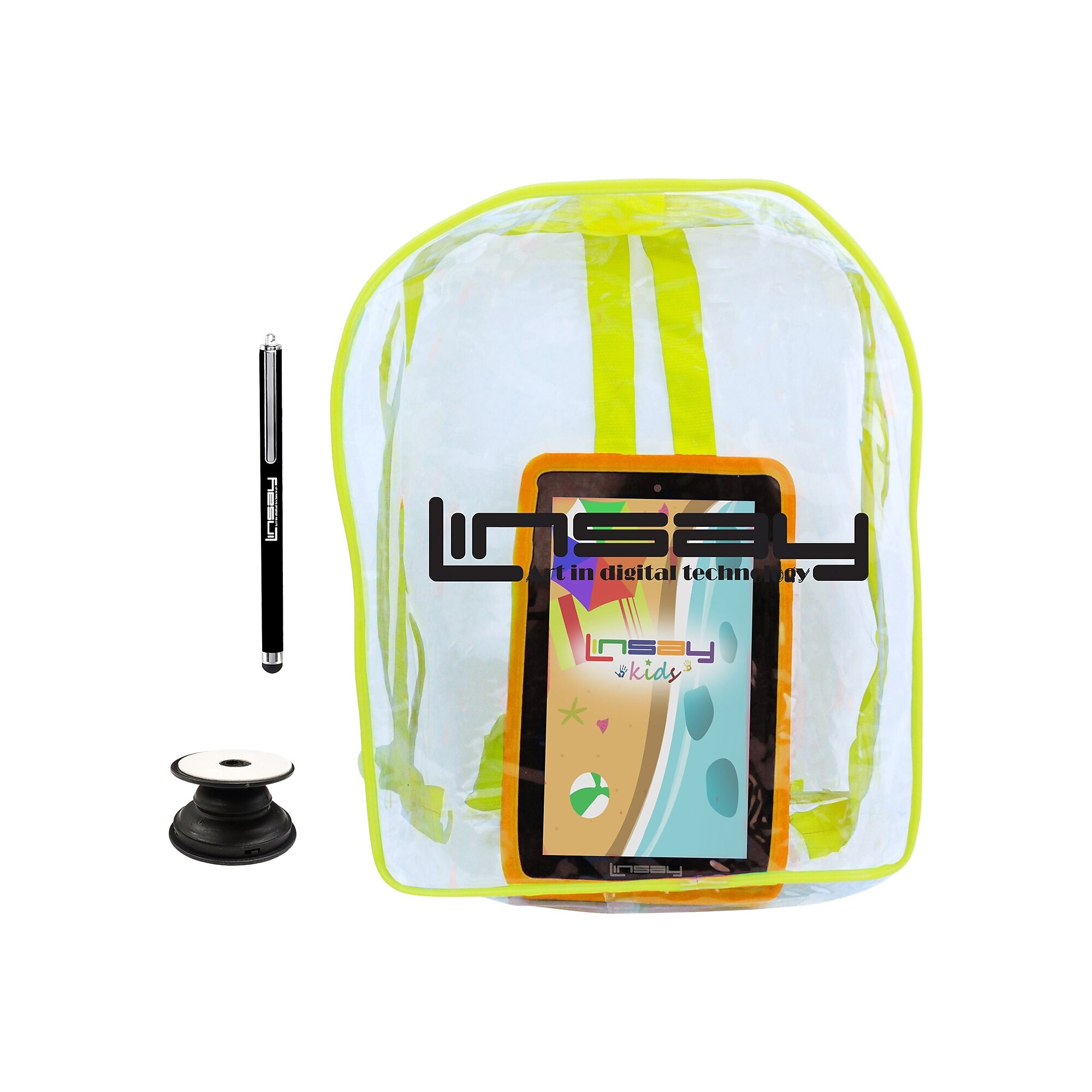 Linsay 7″ Tablet with Holder, Pen, Case, and Backpack, WiFi, 2GB RAM, 32GB Storage, Android 12, Black/Orange (F7UHDKIDSBAGOP) Sansujyuku sansujyuku.com