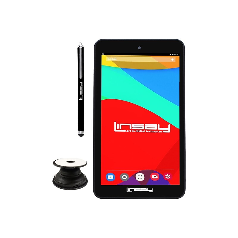 Linsay 7" Tablet with Holder and Pen, WiFi, 2GB RAM, 64GB Storage, Android 13, Black (F7UHDP) image 1