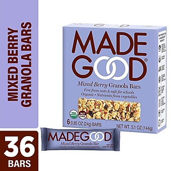 MADEGOOD Organic Mixed Berry Granola Bars, 0.85 oz, 6/Pack (307-00245)