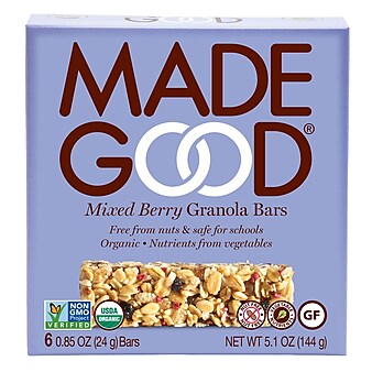 MADEGOOD Organic Mixed Berry Granola Bars, 0.85 oz, 6/Pack (307-00245)