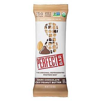 PERFECT BAR Protein Bar Dark Chocolate Peanut Butter, 2.3 oz, 16/Pack (307-00247)