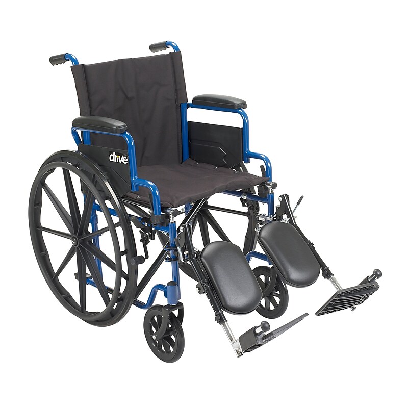 Drive Medical Blue Streak Manual Wheelchair, 18" Seat Width, Flipback Desk Arms, Blue (BLS18FBD-ELR) image 1