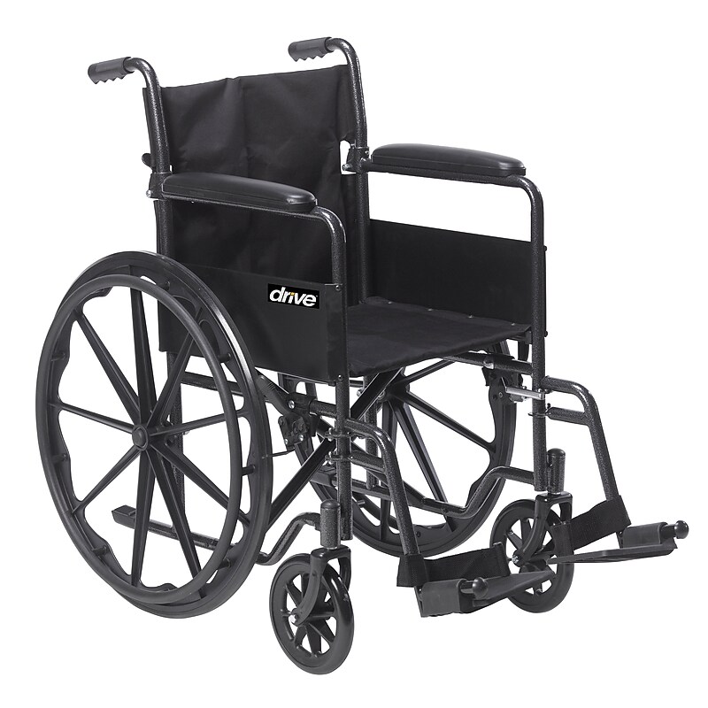 Drive Medical Silver Sport 1 Manual Wheelchair, 18" Seat Width, Full Arms, Black (SSP118FA-SF) image 1