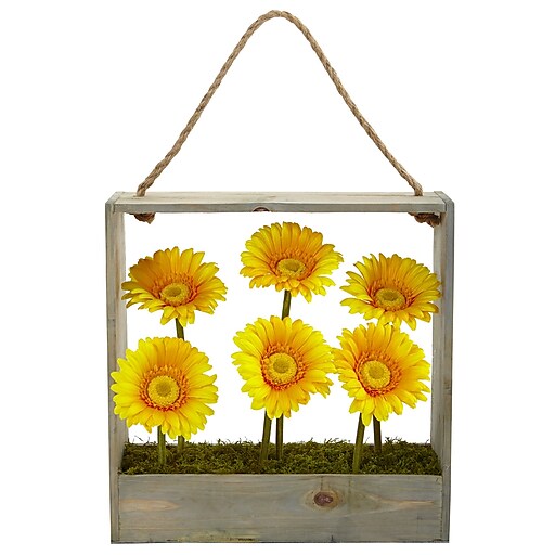 nearly natural gerber daisy garden artificial arrangement in hanging fram