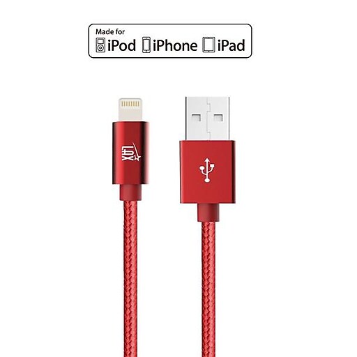 Apple Certified Durable Lightning Cable for iPhone, iPad, 4ft Red