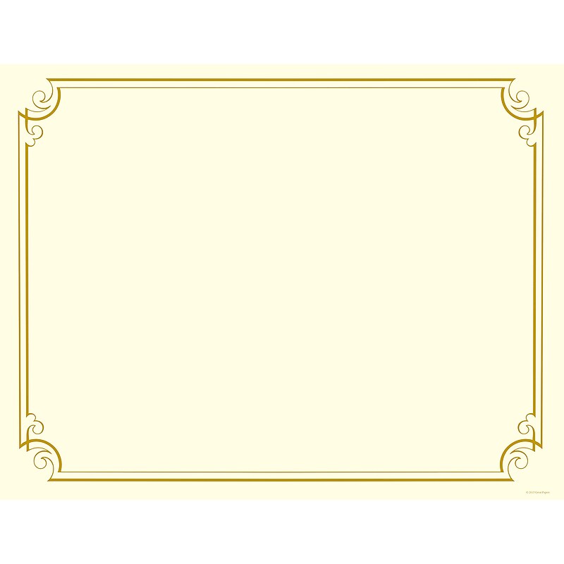 Great Papers Golden Scroll Frame Foil Certificates, 8.5" x 11", Beige/Gold, 12/Pack (2011859) image 1