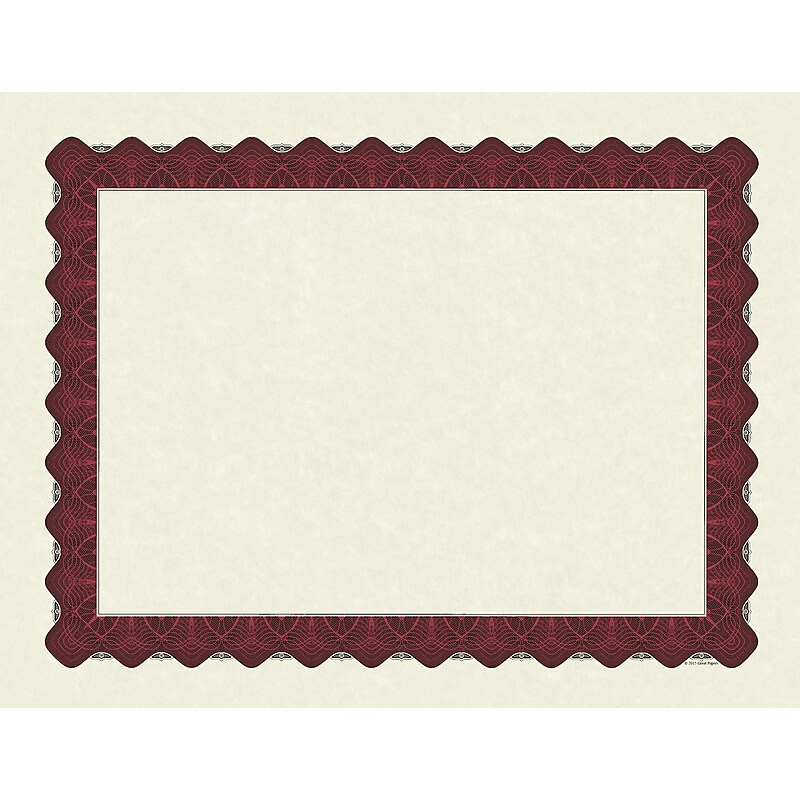 Great Papers Matte  Certificates, 8.5" x 11", Beige/Red, 25/Pack (934125) image 1