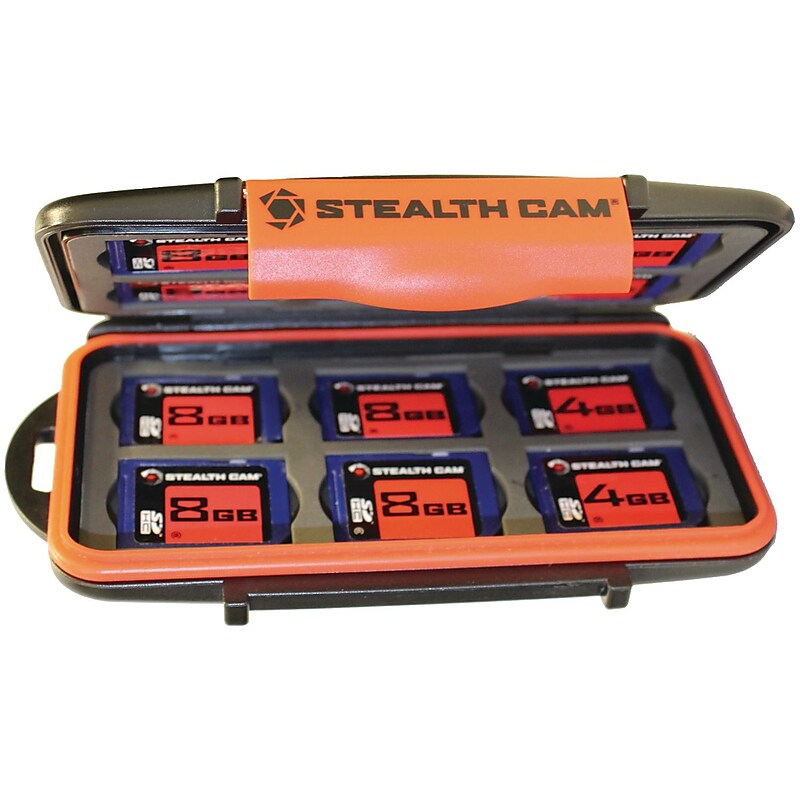 STEALTH CAM Heavy-Duty Memory Card Storage Case, Holds Up to 24 Cards, Black/Orange (GSMSTCMCSC) image 1