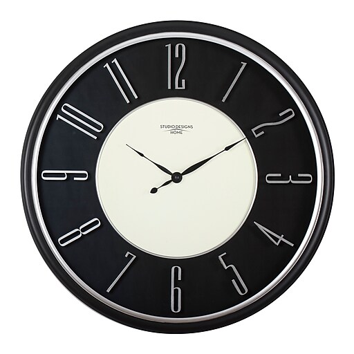 Studio Designs Home Modern Raised Numeral Wall Clock 29” Black (73000