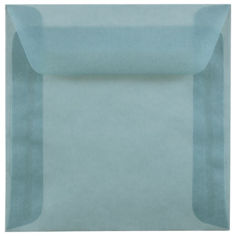 JAM Paper 6 x 6 Square Translucent Vellum Invitation Envelopes, Ocean Blue, 25/Pack (PACV512) image 1