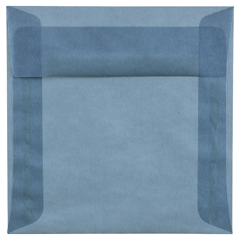 JAM PAPER Square Translucent Vellum Envelopes, 6.5" x 6.5", Surf Blue, 25/Pack (1591933) image 1