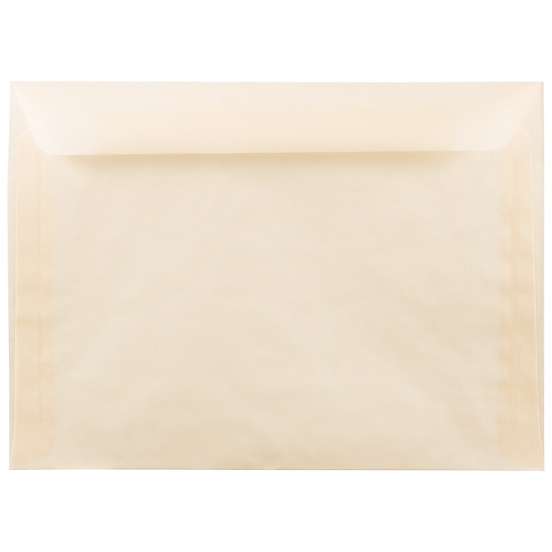 JAM Paper 9 x 12 Booklet Translucent Vellum Envelopes, Spring Ochre Ivory, 25/Pack (1592179) image 1