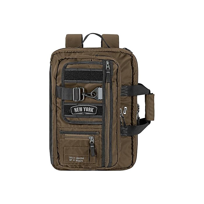 Solo New York Zone Laptop Briefcase Backpack Hybrid Khaki Nylon UBN350 3 Staples