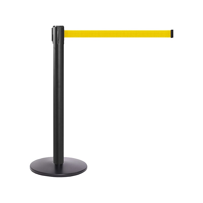 Queue Solutions QueuePro 300 2" Nylon Crowd Control Belt Barrier, Black/Yellow (PRO300B-YW160) image 1