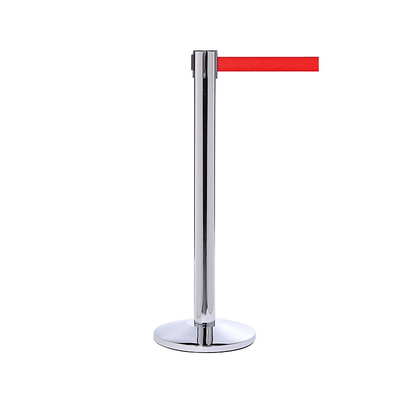 Queue Solutions QueuePro 300 2" Nylon Crowd Control Belt Barrier, Silver/Red (PRO300PS-RD160) image 1