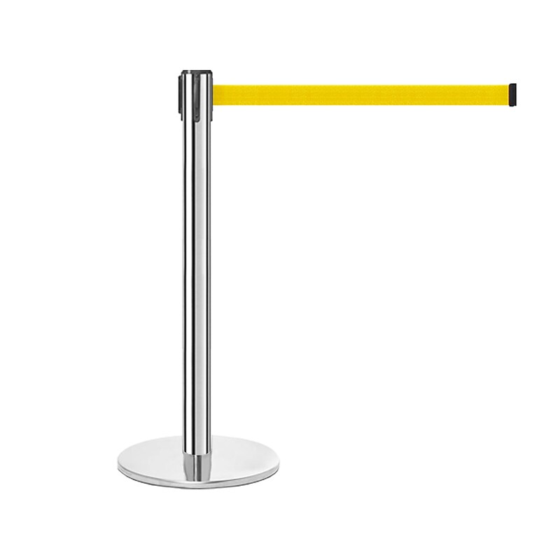 Queue Solutions QueuePro 300 2" Nylon Crowd Control Belt Barrier, Silver/Yellow (PRO300PS-YW160) image 1