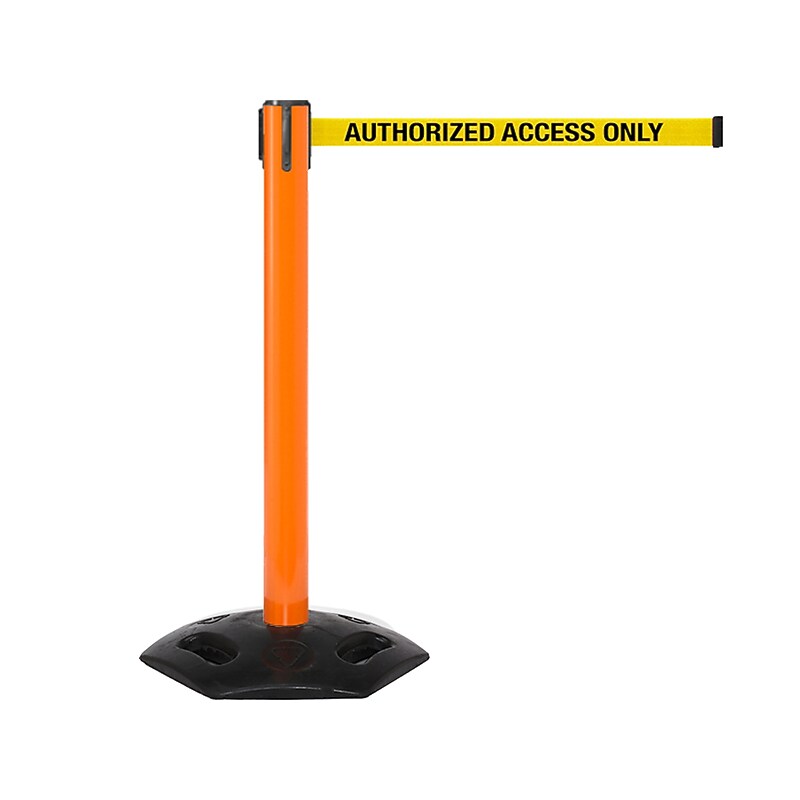 Queue Solutions WeatherMaster 300 2" Nylon Crowd Control Belt Barrier, Orange/Yellow (WMR300O-YBA160) image 1