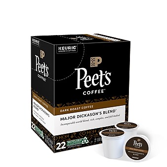 Peet's Major Dickason's Blend Coffee, Keurig K-Cup Pods, Dark Roast, 22/Box (6547)