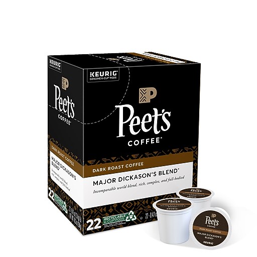 Peet's Coffee Major Dickason's Blend Coffee Keurig® KCup® Pods, Dark Roast, 22/Box (6547) Staples