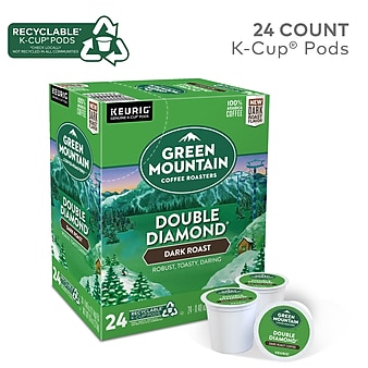Green Mountain Double Diamond Coffee, Keurig K-Cup Pods, Dark Roast, 24/Box (4066)